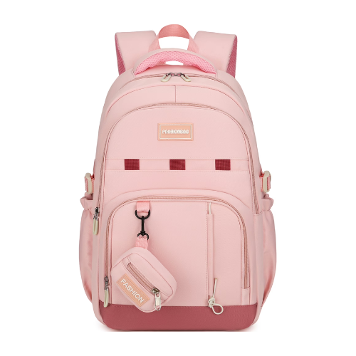 DAKIMOE School Backpack for College High Middle School Fashion Student Bag Cute Aesthetic Teen Bookbag for Teens Women Kids Girls Pink