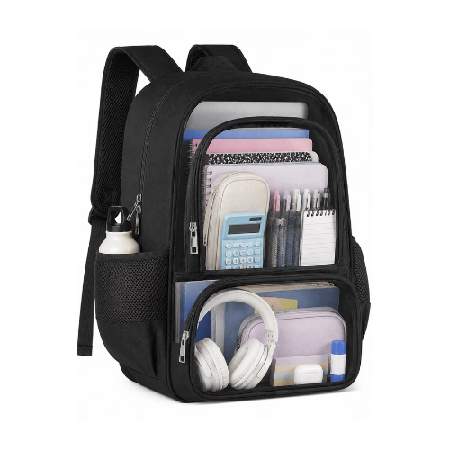 Lomyolo Clear Backpack for School Boys Girls Adult Transparent Bookbag with Reinforced Straps & 400D Oxford Fabric, Large Capacity Heavy Duty Backpack for Travel, Security, Work, College, Men & Women