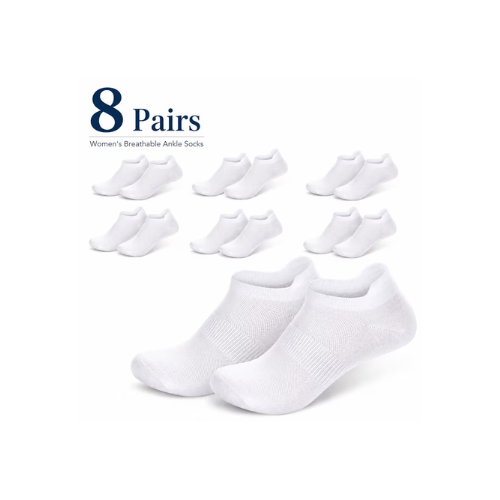 TELOLY 8 Pairs Women's Ankle Socks Thin Athletic Running No Show Sport Socks with Heel Tab Arch Support Breathable Moisture Wicking Cushion