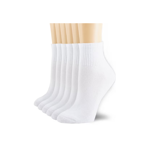 6 Pairs Women's Cotton Athletic Ankle Running Sports Socks White Size 9-11
