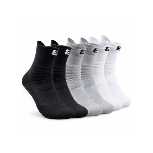 3 Pair Men’s Cotton Sports Socks, Mid Crew Athletic Training Socks, TIKA