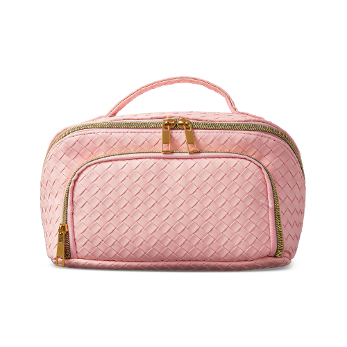 Expanding Cosmetic Bag with Storage Pockets, Pink, 1 Count