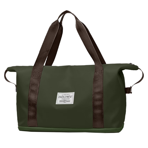DAKIMOE Weekender Bags for Women, Travel Bag Carry on Gym Bag, Travel Duffle Bag with Wet Dry Pocket/Front Phone Pocket/Trolley Sleeve Pocket, Olive Green