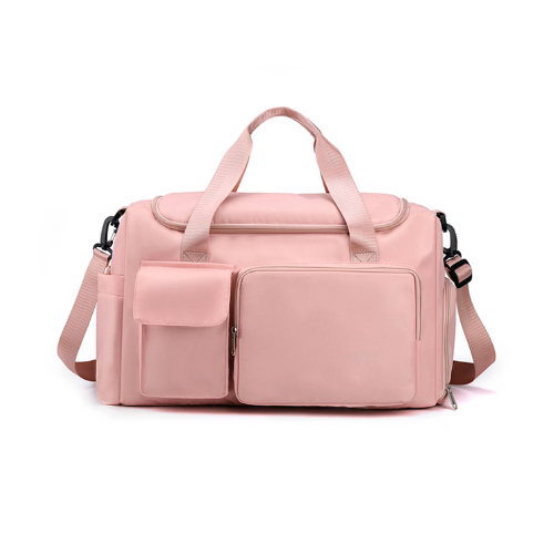 M Buder Large Sports Gym Duffel Bag with Shoe Compartment, Water-Resistant Weekender Overnight Travel Bag for Women, Swimming Yoga Luggage, 18.9 inches / 48 cm, Light Pink