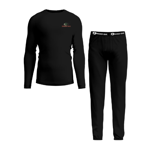 Mossy Oak Men’s Base Layers Set Compression Pants & Shirt Thermal Wear for Men, Black Medium