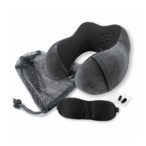 Protege 4-Piece Ergonomic Memory Foam Neck Pillow Travel Set