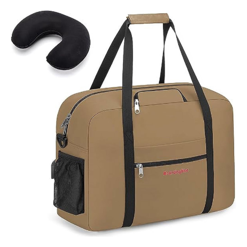 16" Personal Item Underseat Duffel Bag W Pillow for Allegiant Airlines (Beige)