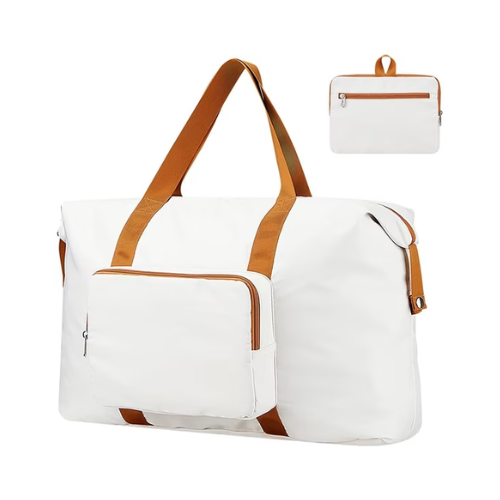 60L Travel Duffel Bag, Foldable Carry On Luggage Bag for Men Women, Large Packable Travel Bag Water Repellent & Tear Resistant, White