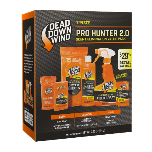 Dead Down Wind Pro Hunter 2.0 7-Piece Kit Complete System of Scent Elimination for Body, Clothing and Field Use