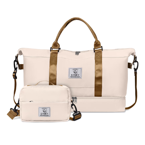 Gynky Travel Duffle Bag Set 2 Pack Weekender Bags for Women with Shoe Compartment Carry On Overnight Gym Duffel Bags with Wet Pocket Hospital Bags for Labor and Delivery