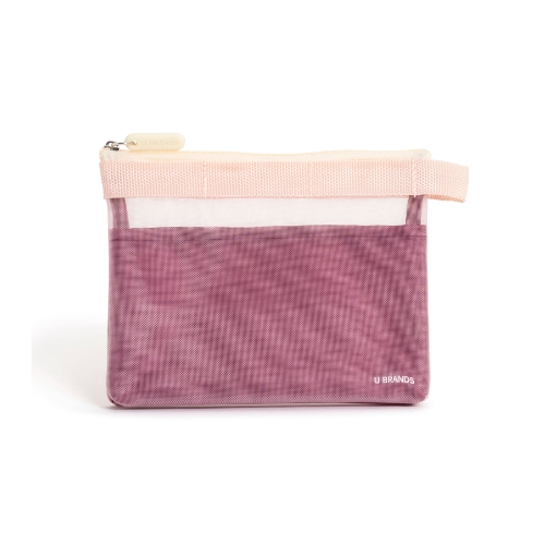 U Brands Mesh Travel Pouch, 5.75" x 7", Merlot/Pink