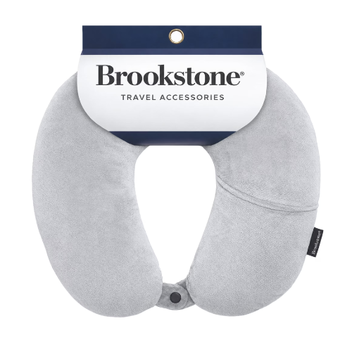 Brookstone Microbead Travel Neck Pillow - Lightweight U-Shaped Travel Pillow for Neck Support