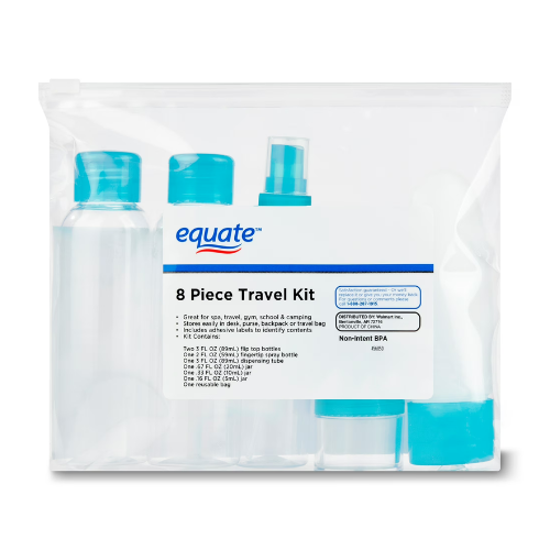 Equate 8-Piece Travel Kit, Colors May Vary