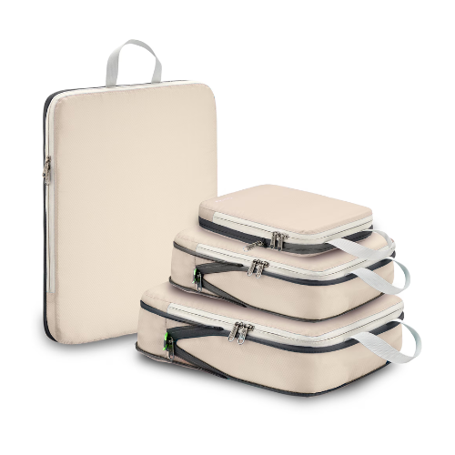 Gonex 4 Set Compression Packing Cubes for Travel Expandable Luggage Organizers Bags for Carry on Suitcases