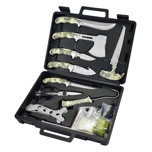 Jellas Fixed Blade Deer Hunting Knives Set, 15 Pieces Skinning Knife for Hunting, Field Dressing Kit for Hunting, Fishing, Camping