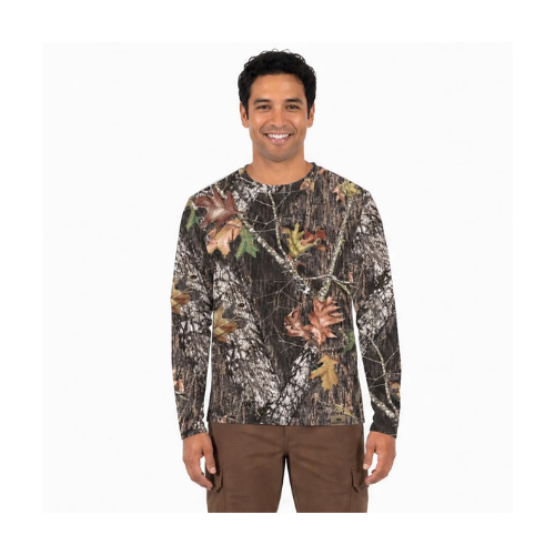 Mossy Oak Men's Long Sleeve Camouflage Hunting Performance Shirt, Mossy Oak Breakup, L