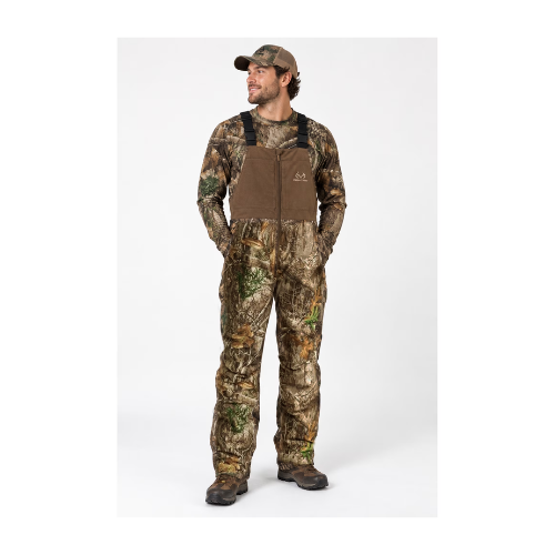 Realtree Men's EDGE Camo Insulated Water-Resistant Mid-weight Hunting Bibs Size L