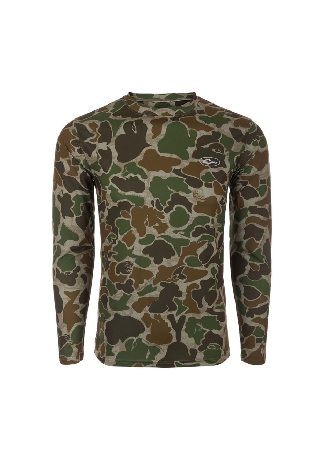 Drake Waterfowl Men's EST Camo Performance Crew Long Sleeve Old School Shirt