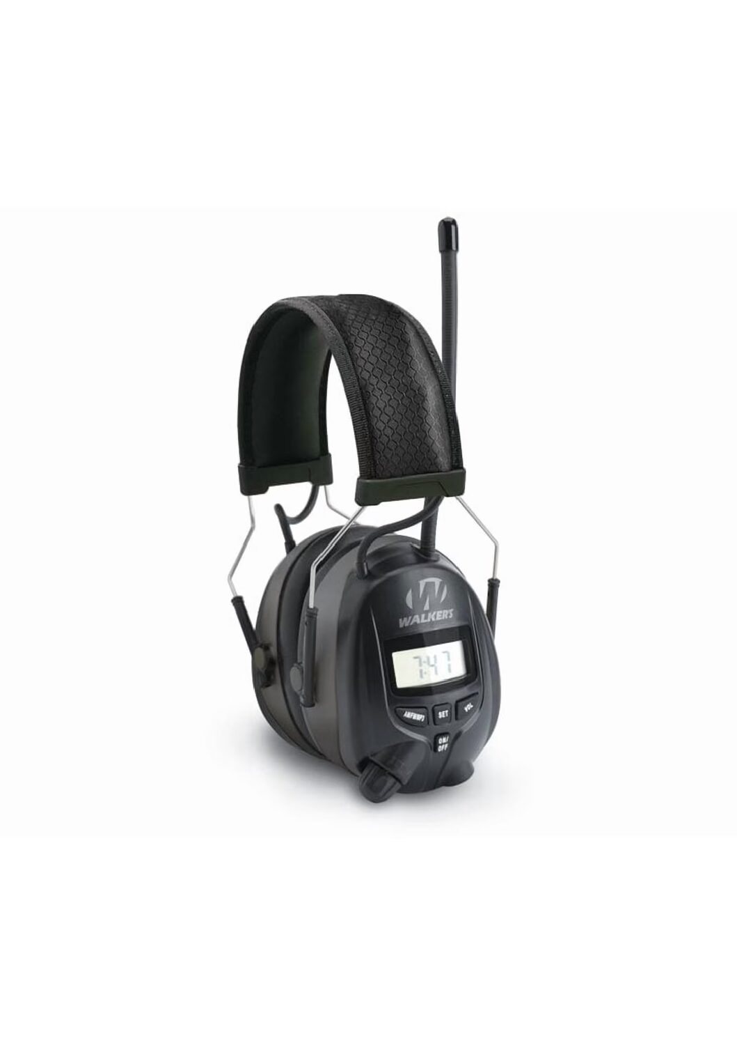 WALKER'S Digital AM/FM Radio Muff - 25dB Noise Reduction Rating Hunting Shooting Hearing Protection Electronic Earmuffs w/ Radio, MP3/CD Player Jack, 2 AAA Batteries Included
