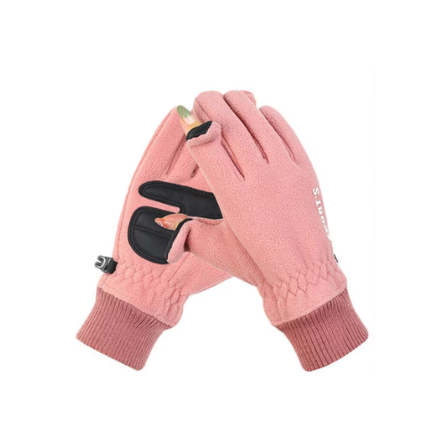 QSAWXQZ Women's Fleece Convertible Gloves Fingerless Flip Top Solid Gloves for Outdoor Pink Free Size