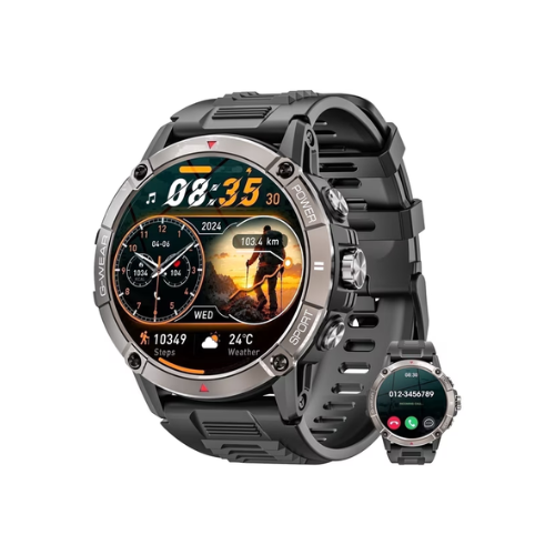 Mingdaln Military Smart watch for men,1.52'' AMOLED with 120+ Sport Modes/ IP68 Waterproof /Bluetooth Call, Rugged Fitness Tracker ,smartwatch for Android and iPhone devices（Black）