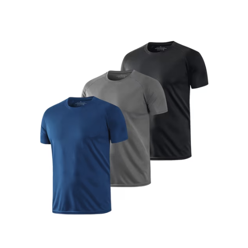 TELALEO Men's 3 Pack Running Shirts, Dry Fit Wicking Athletic T Shirts