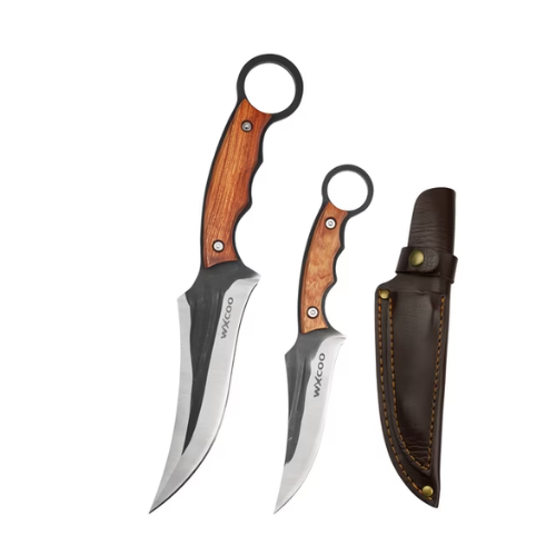 2-Piece Forged Fixed Blade Knives, Wood & Metal Composite
